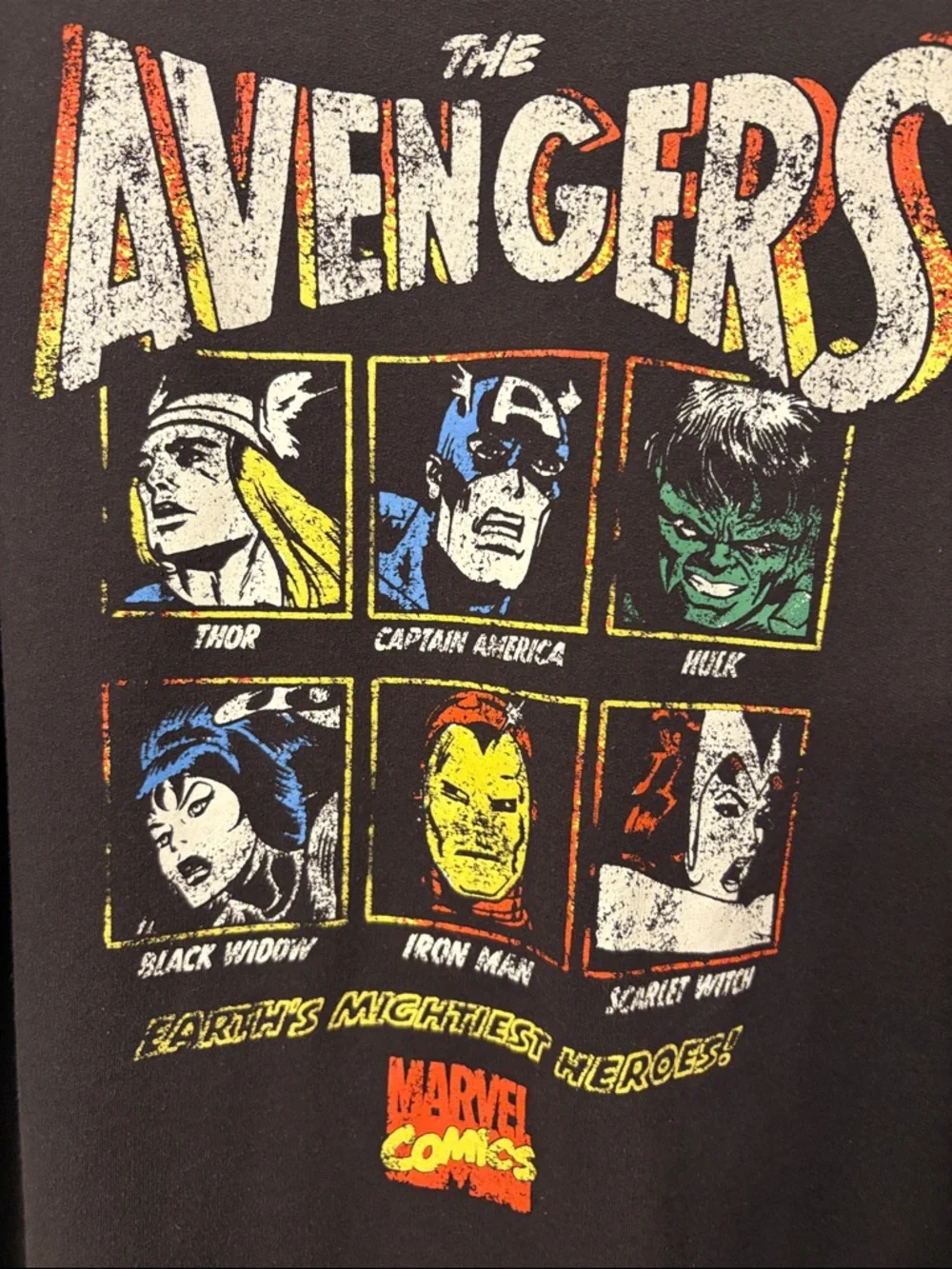 Marvel Black Hoodie with Colorful Comic Heroes Graphic Size SM - Picture 5 of 5